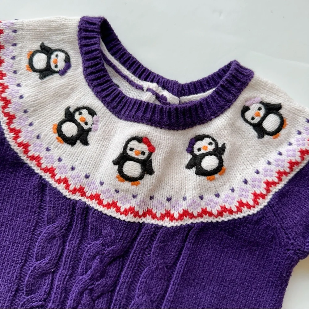 Gymboree Penguin Fair Isle Cable Sweater Dress
